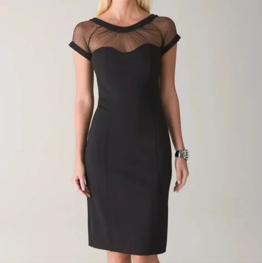 White House Black Market Swiss Dot Neckline Sheath Dress in Women's 8